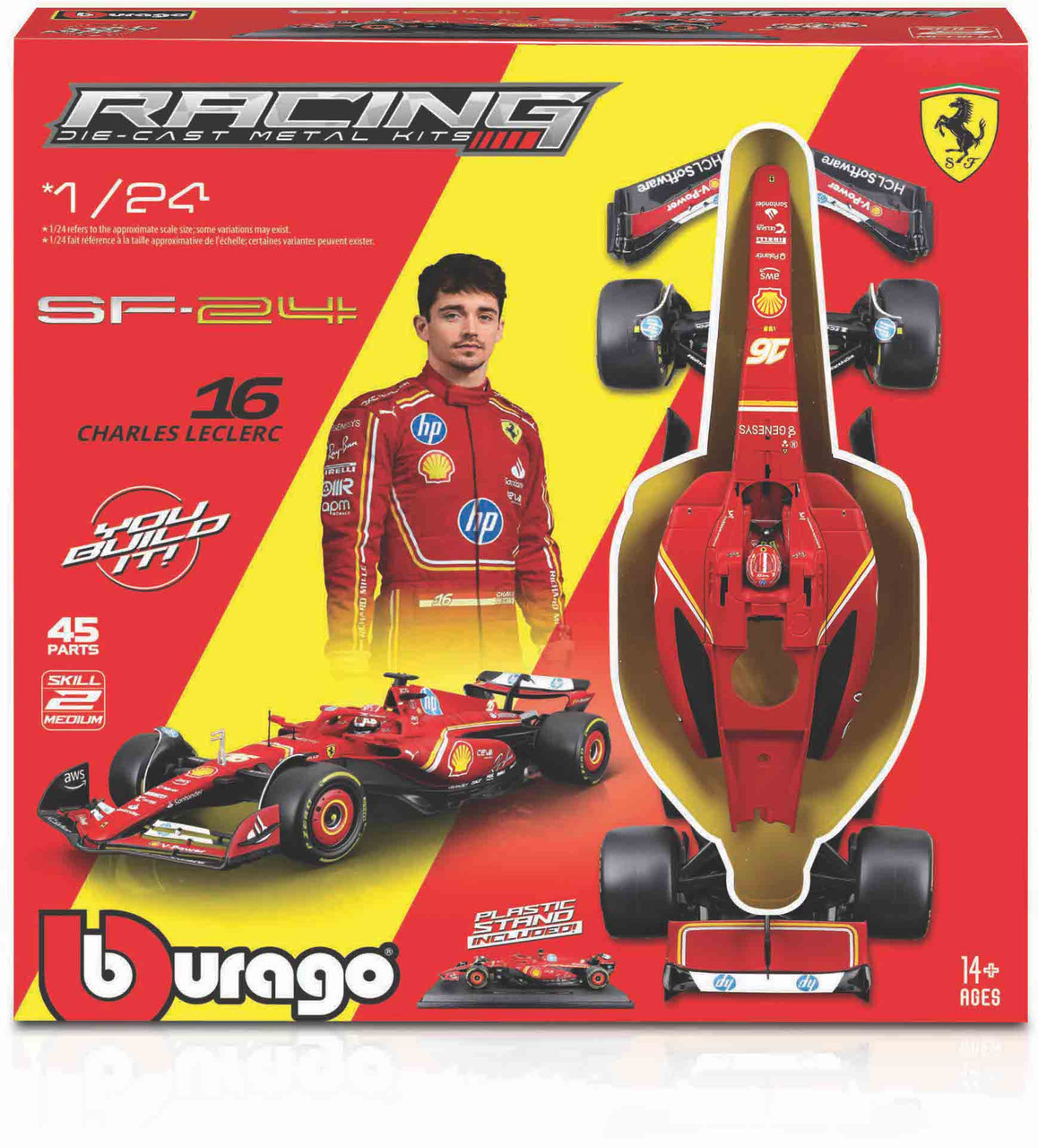 Bburago 2024 Race Model Kit F1 Ferrari SF-24 #16 - Leclerc with Helmet 1:24