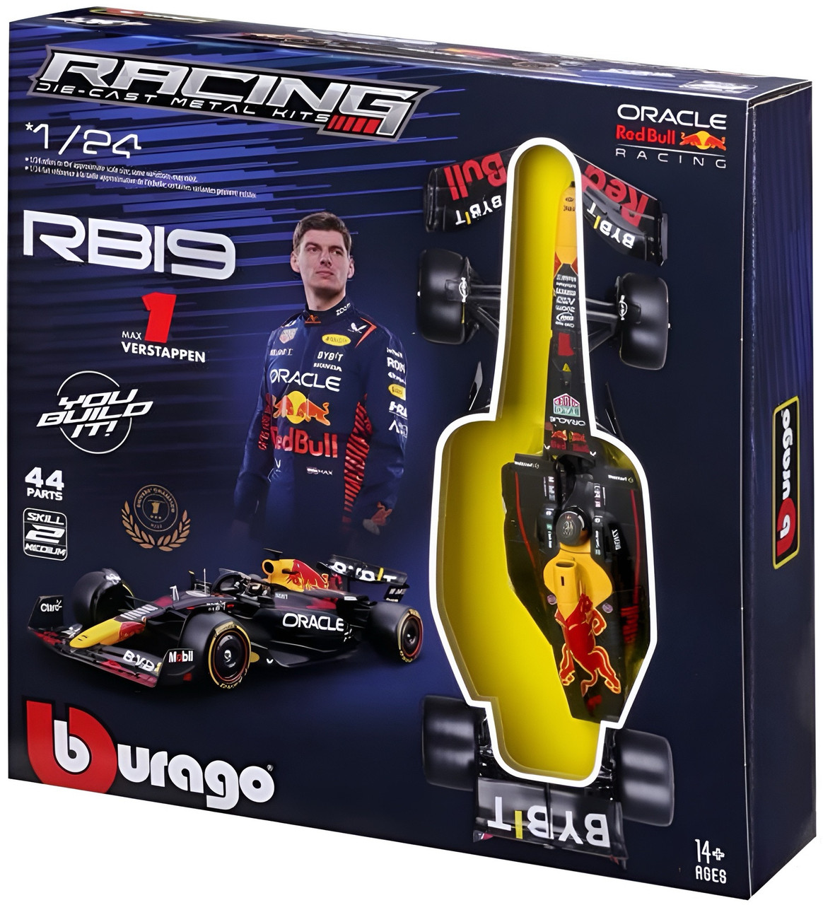 Burago 1:24 2023 Model Kit F1 Red Bull RB19 # 1 Verstappen with Helmet