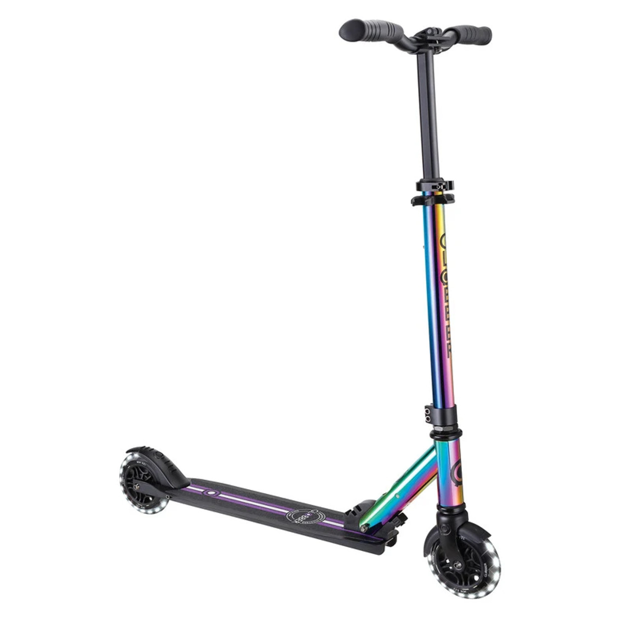Globber Flow Element Foldable Scooter with Lights - Neochrome with Black Deck