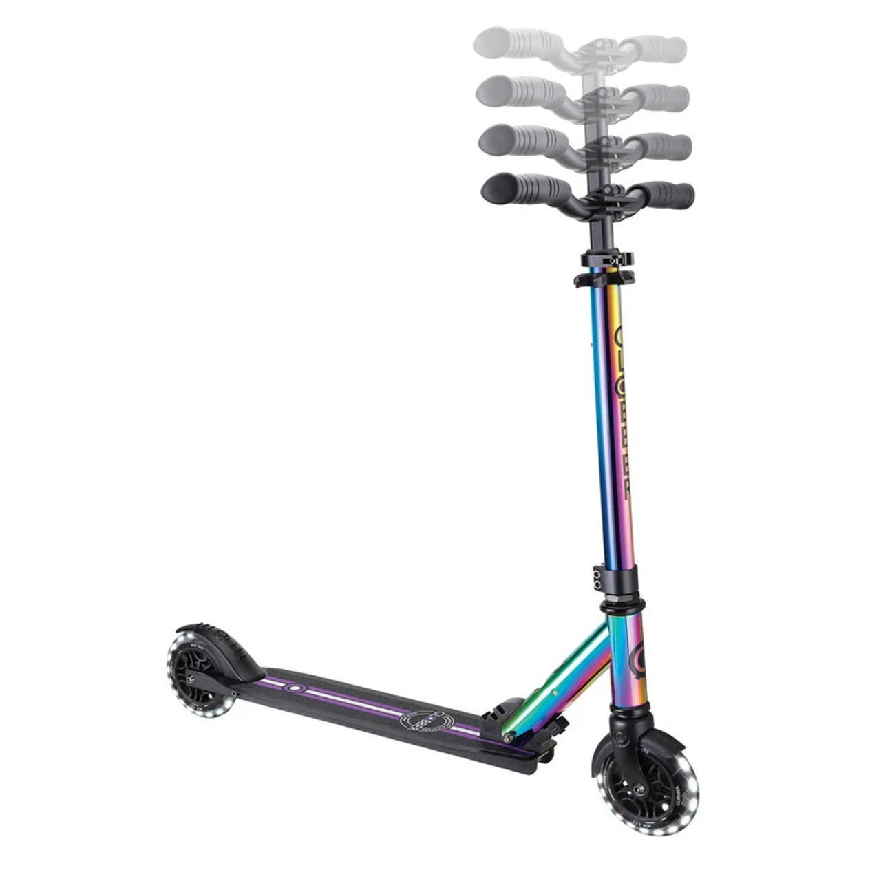 Globber Flow Element Foldable Scooter with Lights - Neochrome with Black Deck