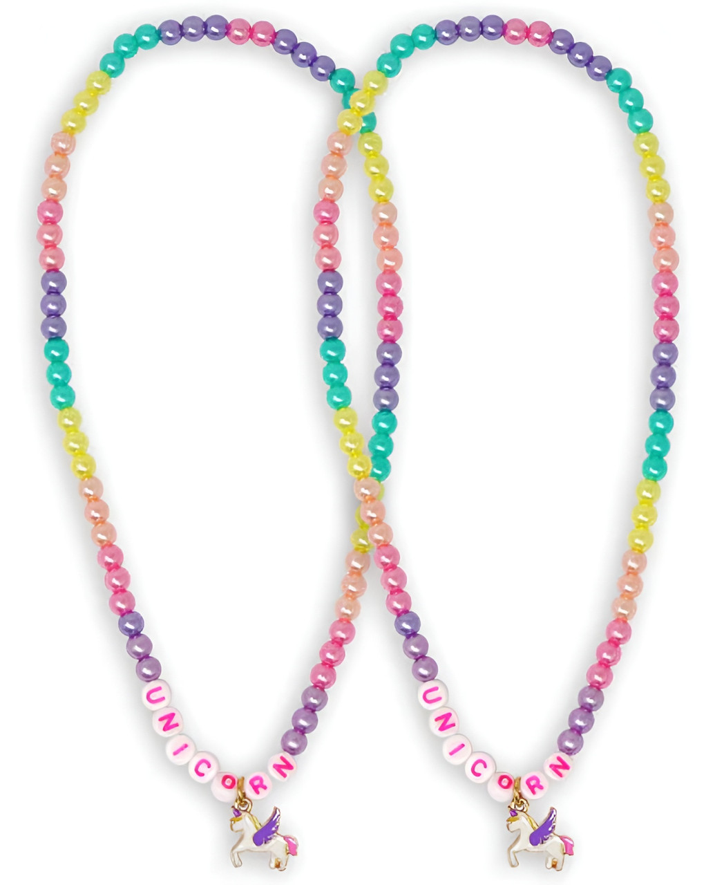 BFF Unicorn Rainbow Pearl Necklace Set