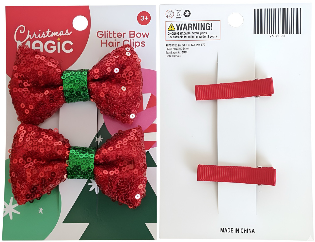 Glitter Bow Hair Clips