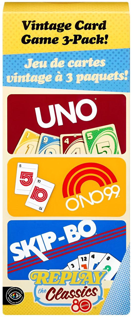 Vintage Set with 3 Card Games - UNO, O'No 99 & Ski-Bo