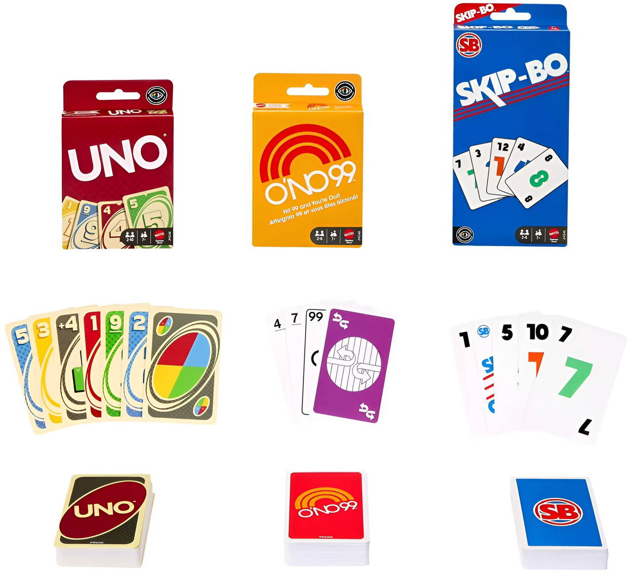 Vintage Set with 3 Card Games - UNO, O'No 99 & Ski-Bo