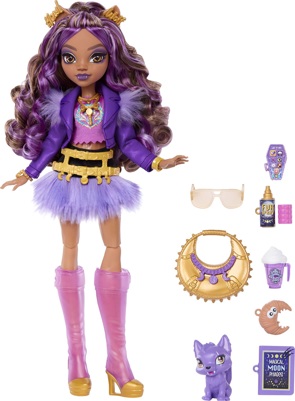 Monster High Clawdeen Wolf Doll with Pet Crescent