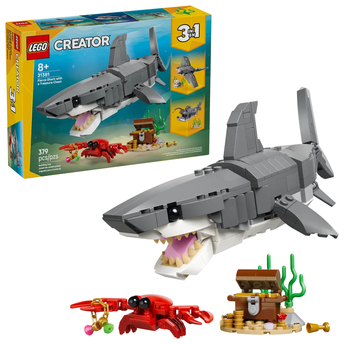 LEGO Creator 3-in-1 Fierce Shark with a Treasure Chest 31381