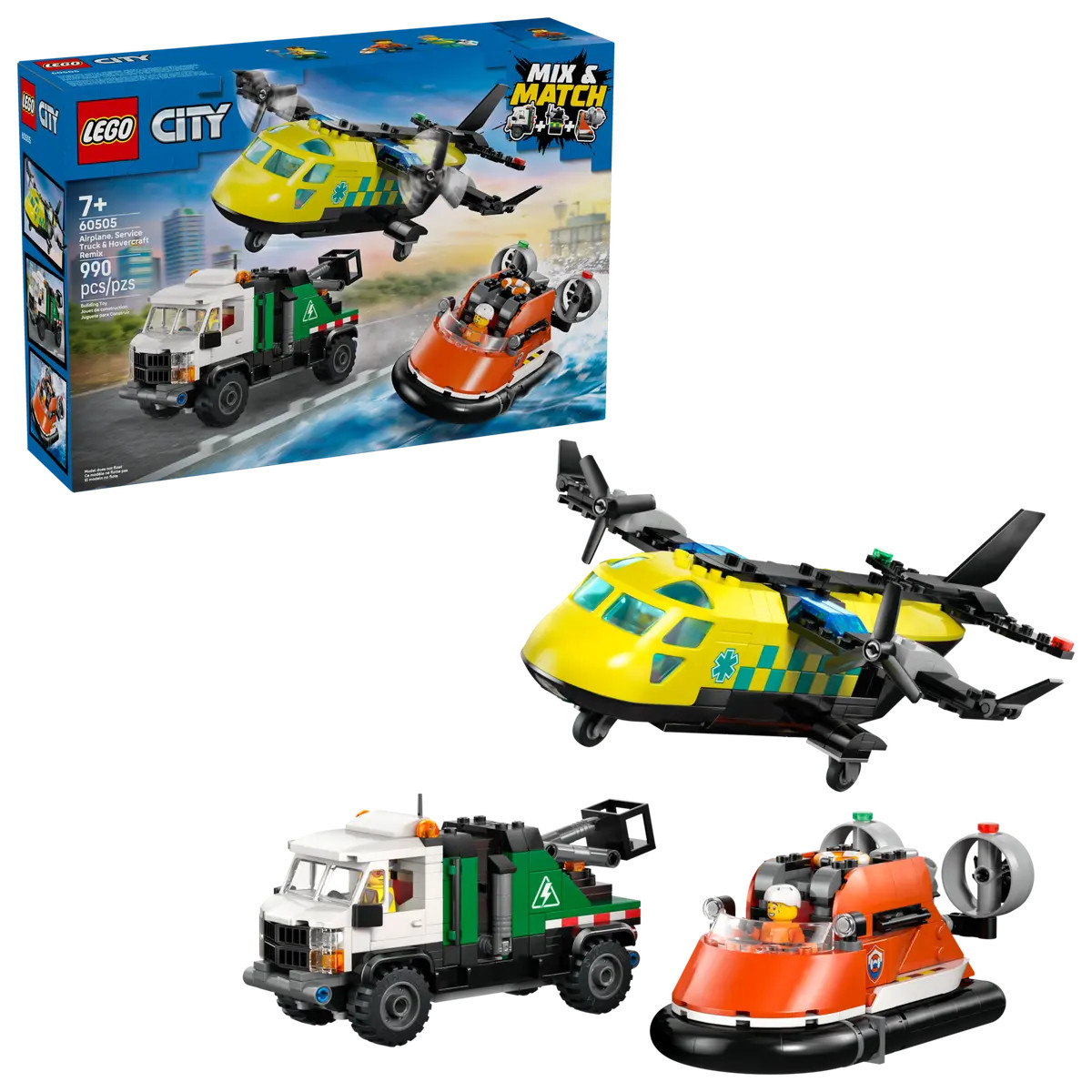 LEGO City Airplane, Service Truck & Hovercraft Remix 60505