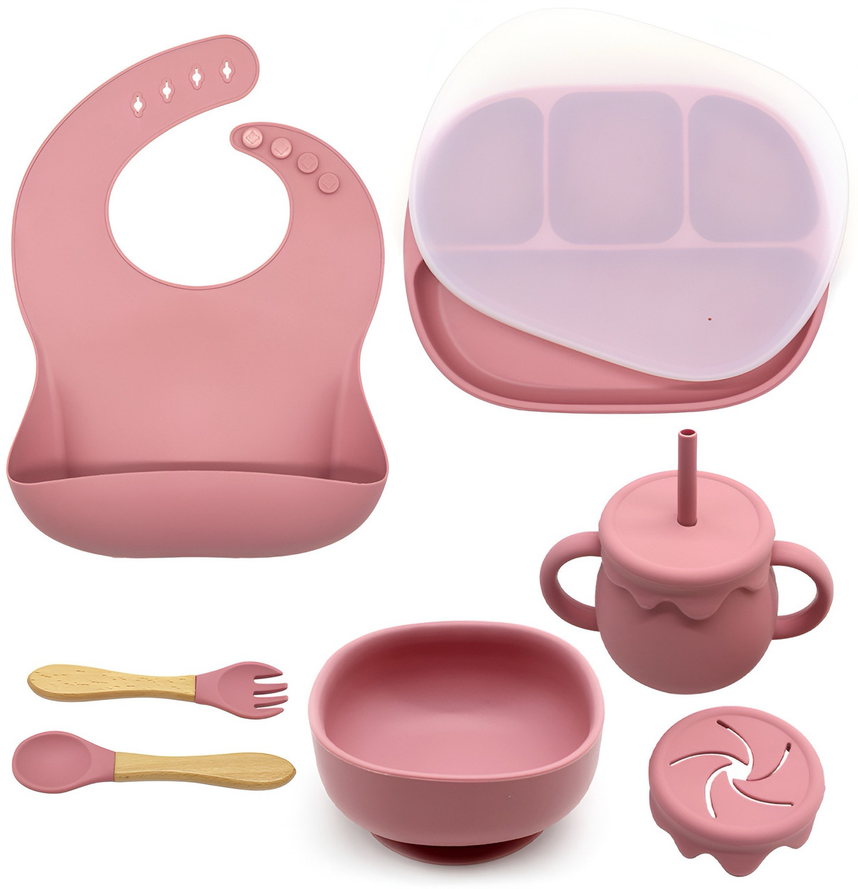 Nibble & Sip 7-piece Feeding Set - Pink