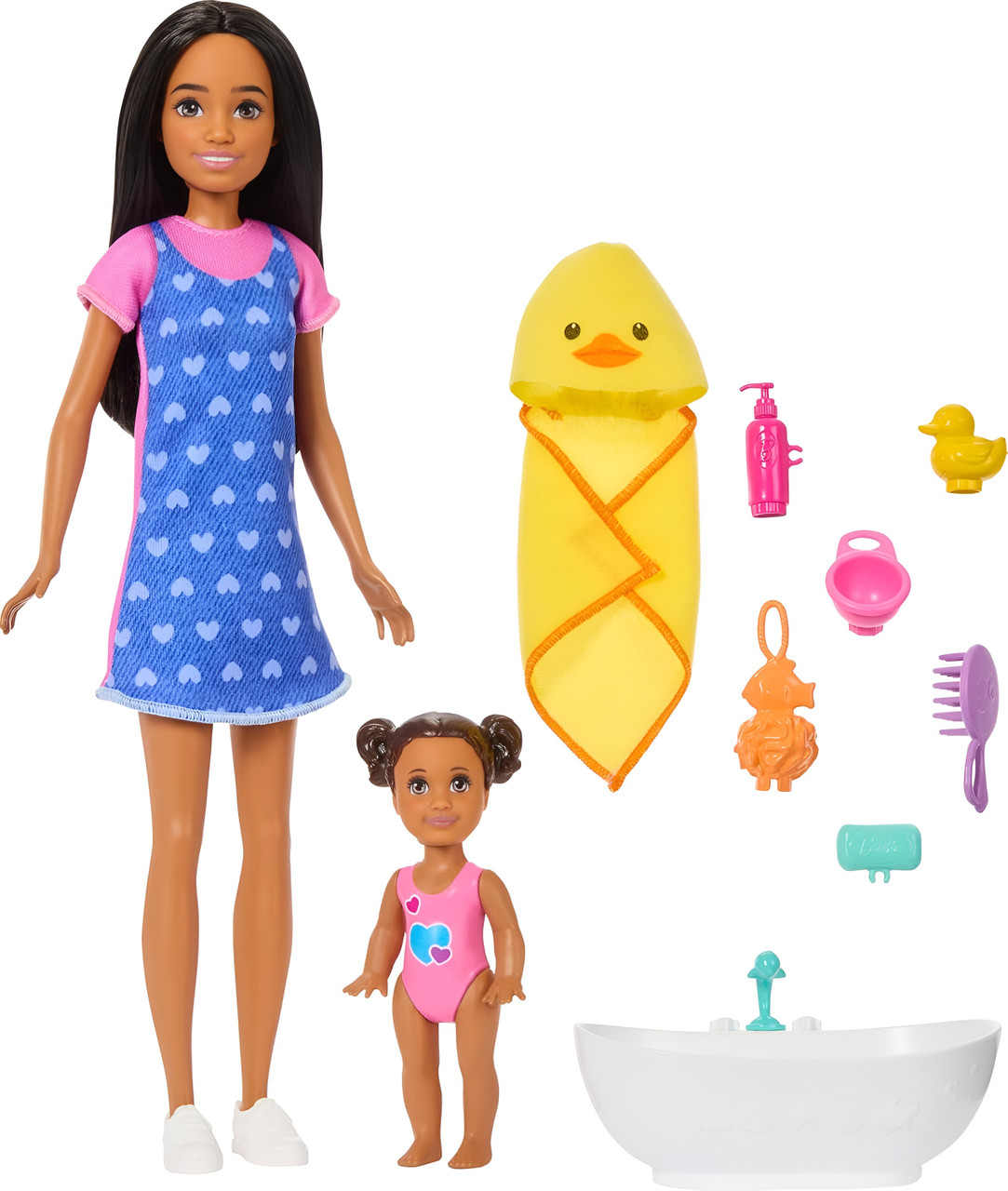 Barbie Skipper Babysitters, Inc. Playset with Brunette and Toddler Doll, Bathtub & 6 Accessories