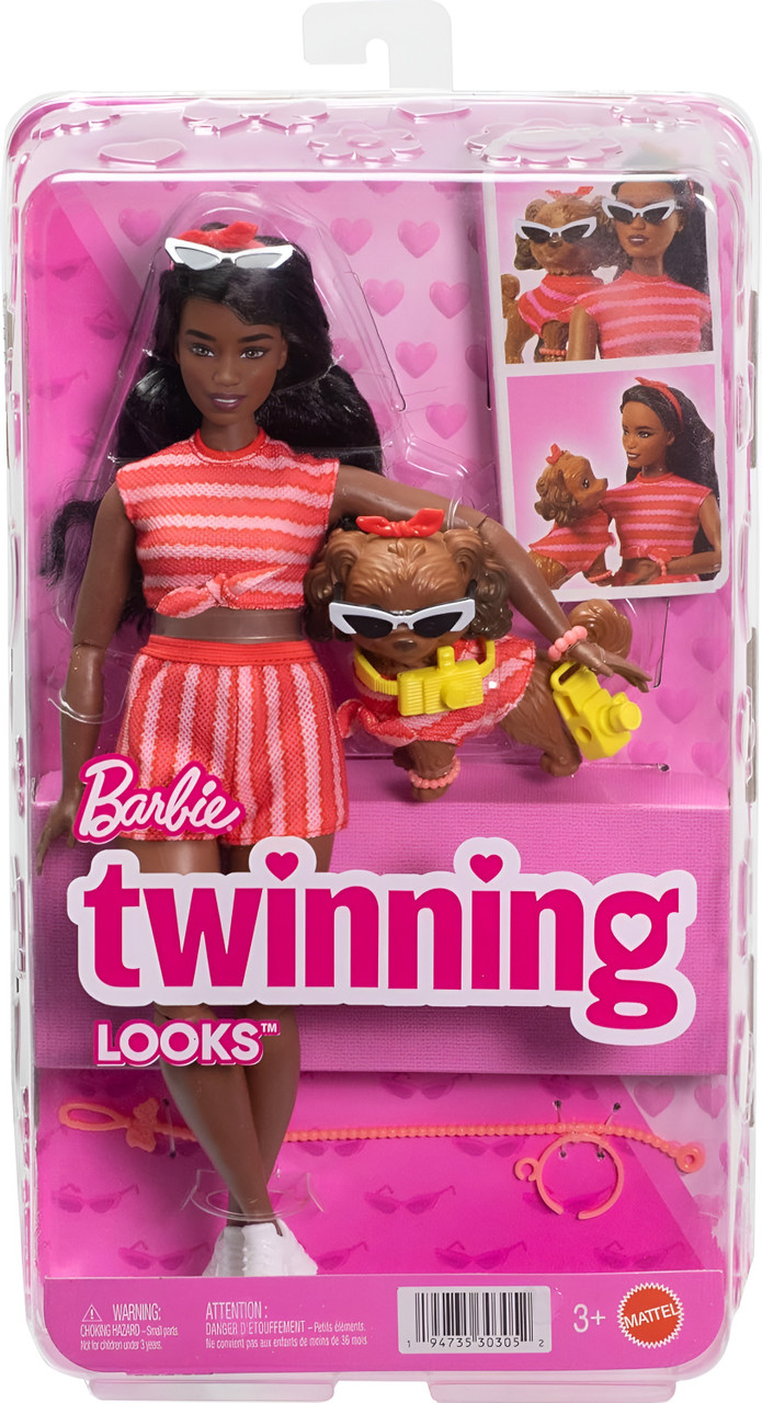 Barbie Twinning Looks Stripes Doll & Dog