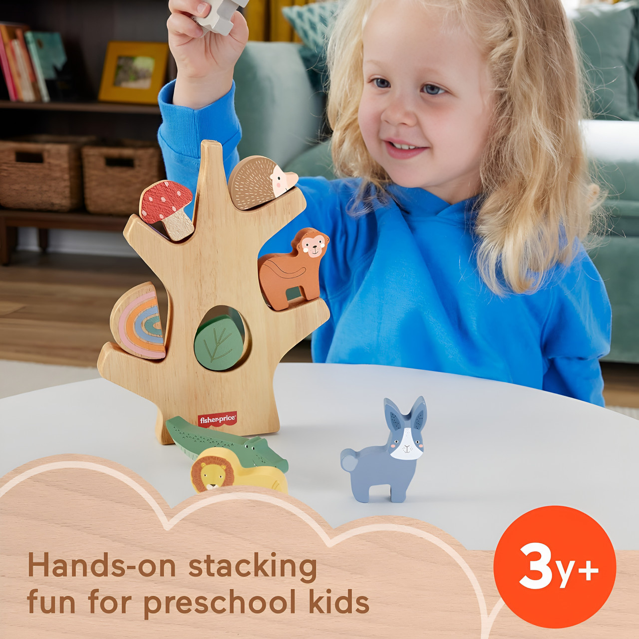 Fisher-Price Wooden Balance Tree Preschool Stacking Activity Toy