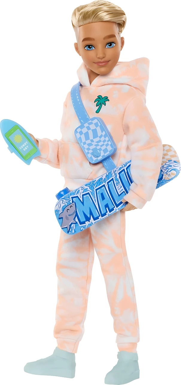 Barbie Dream Besties Ken Fashion Doll With 9 Summer & Skateboard Themed Accessories