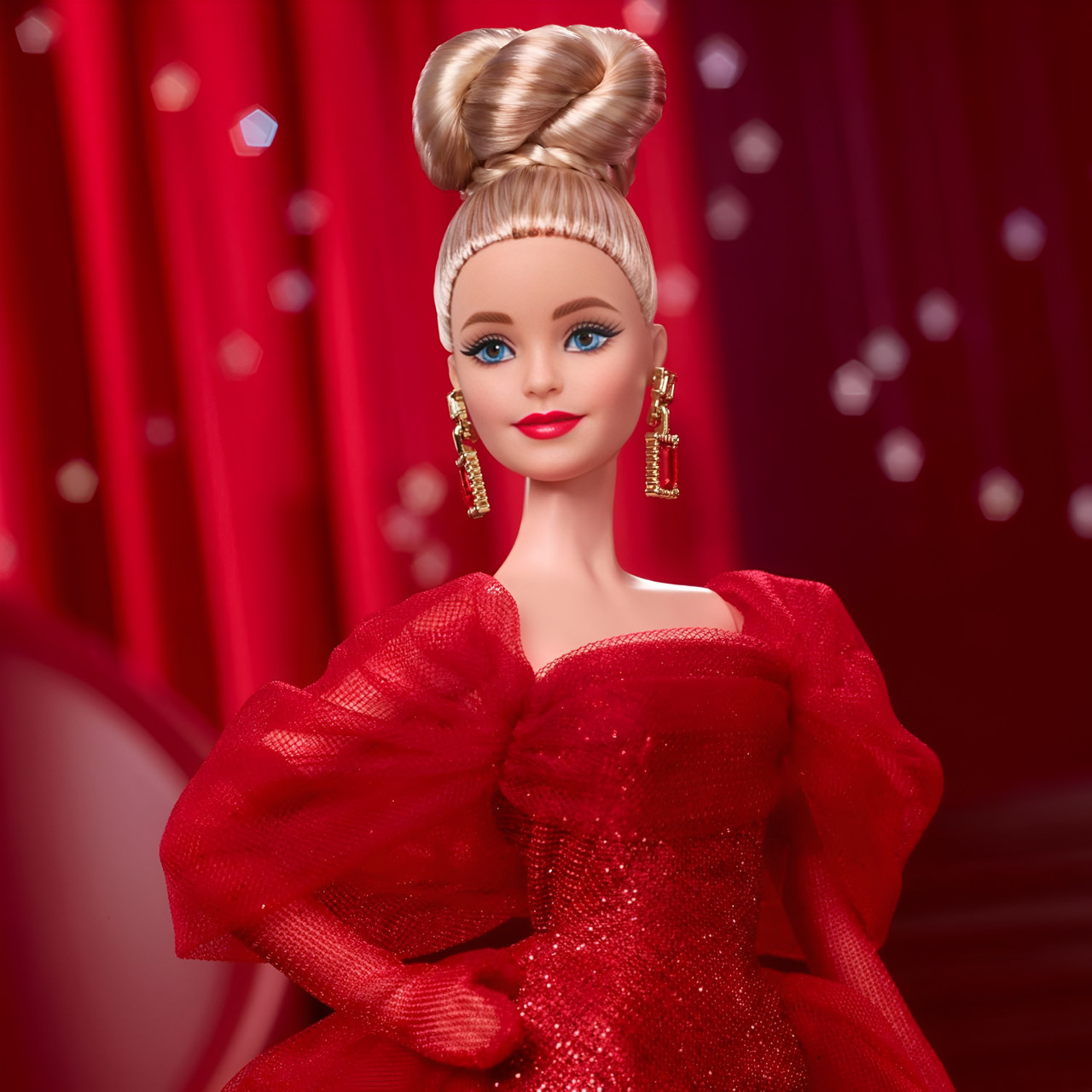 Barbie Signature Collectible Doll For Mattel 80th Anniversary, Glittery Red Tulle Gown, Blonde Hair