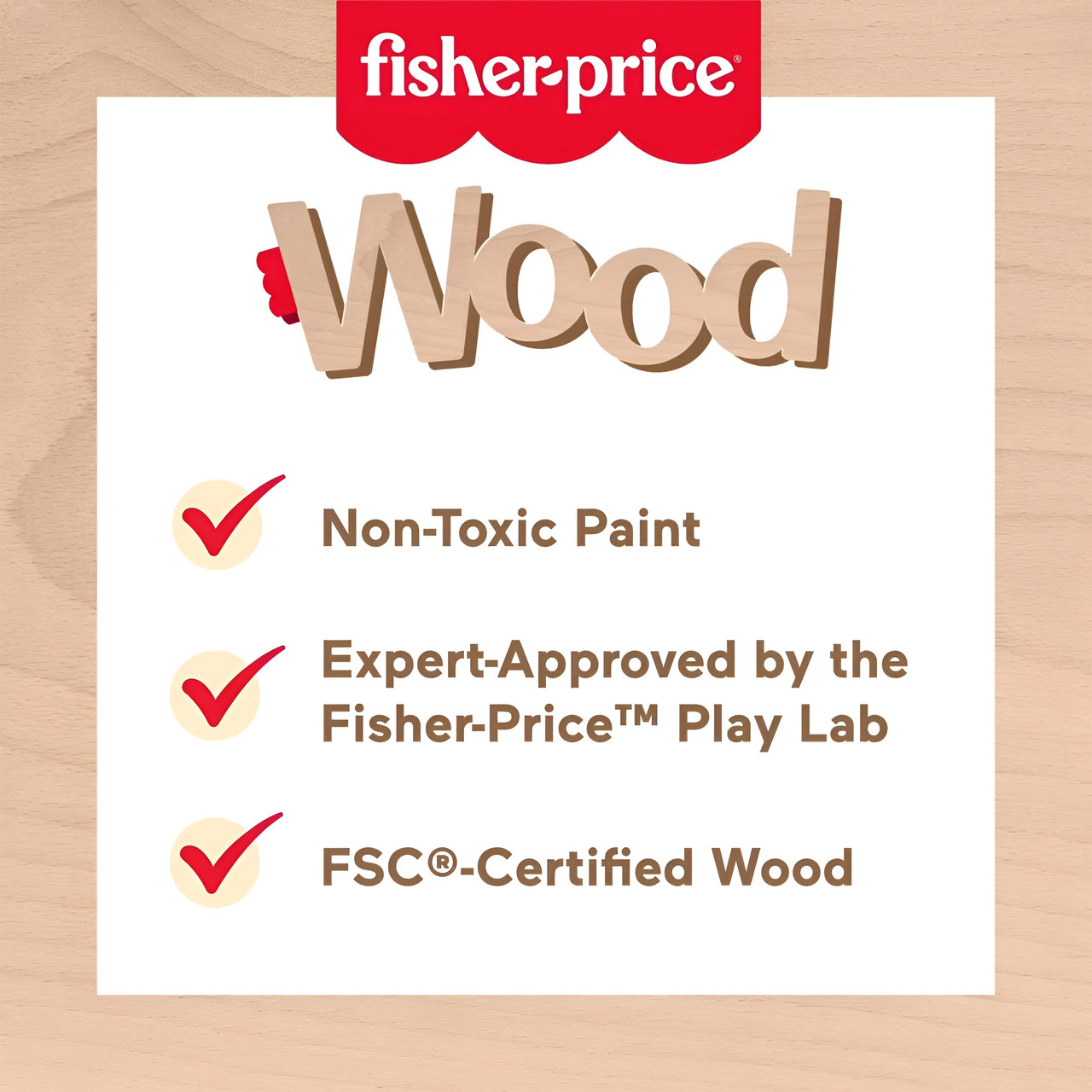 Fisher-Price Wood Baby Playmat Lay & Play Deluxe Activity Gym with Wooden Frame & Tummy Time Sensory Toys