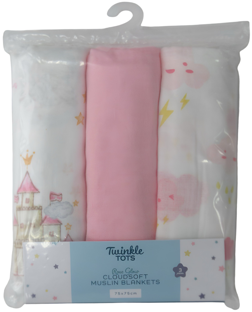 Twinkle Tots - Rose Glow Cloudsoft Muslin Blankets 3 Pack