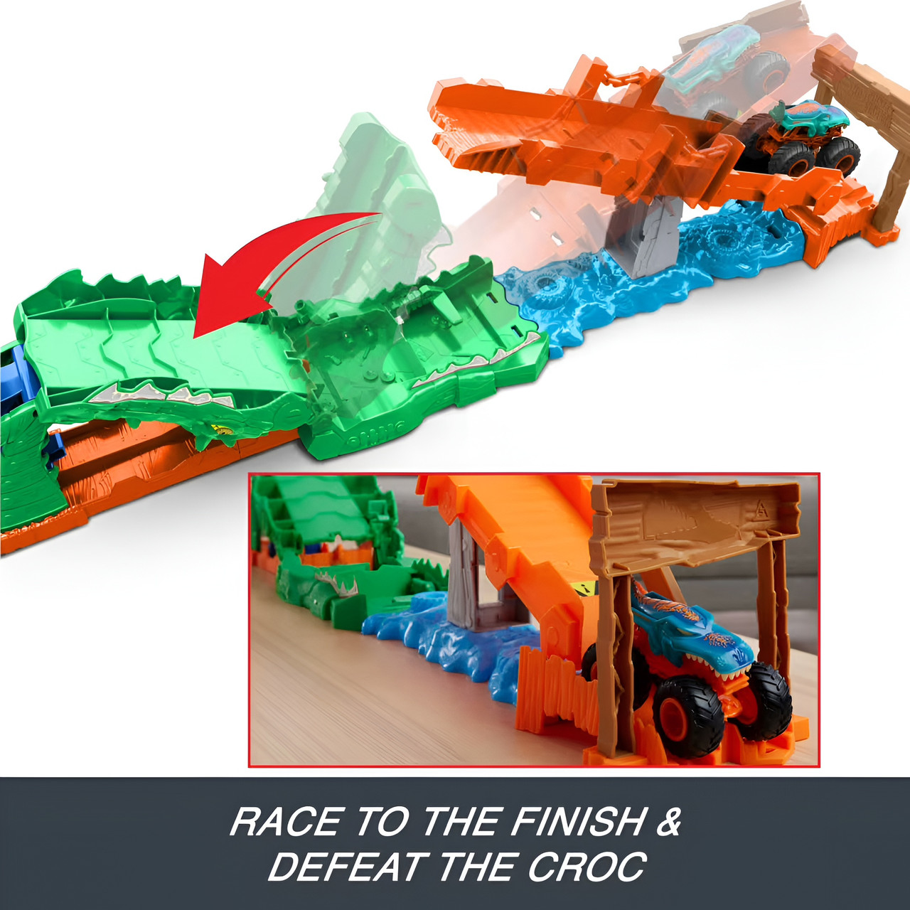 Hot Wheels Monster Trucks Crocodile Crash Challenge Playset