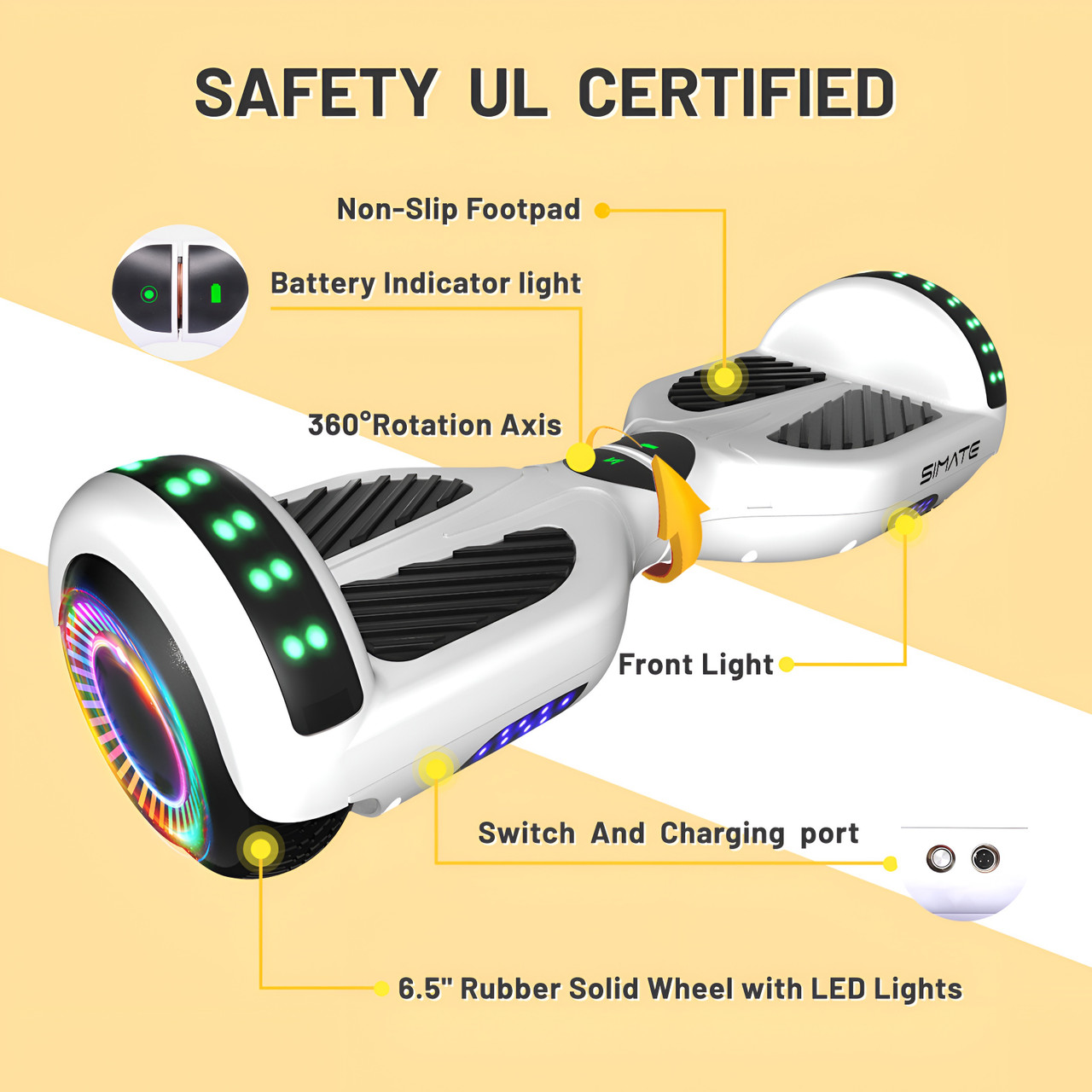 Hoverx Light-Up Hoverboard - White