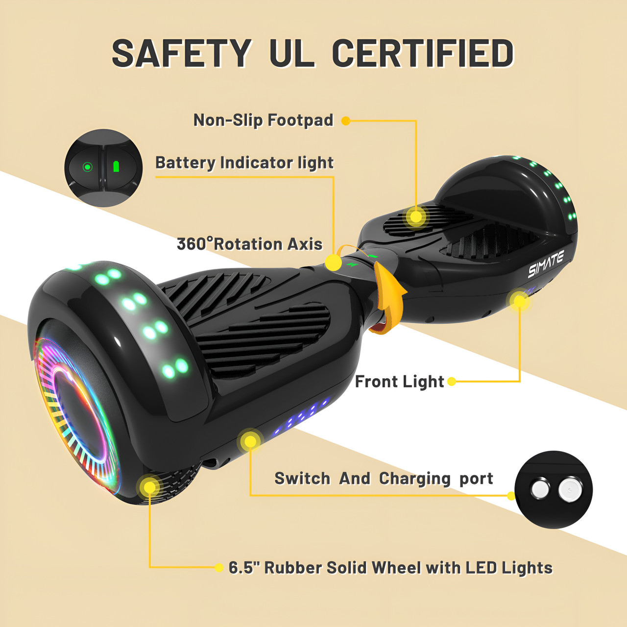 Hoverx Light-Up Hoverboard - Black
