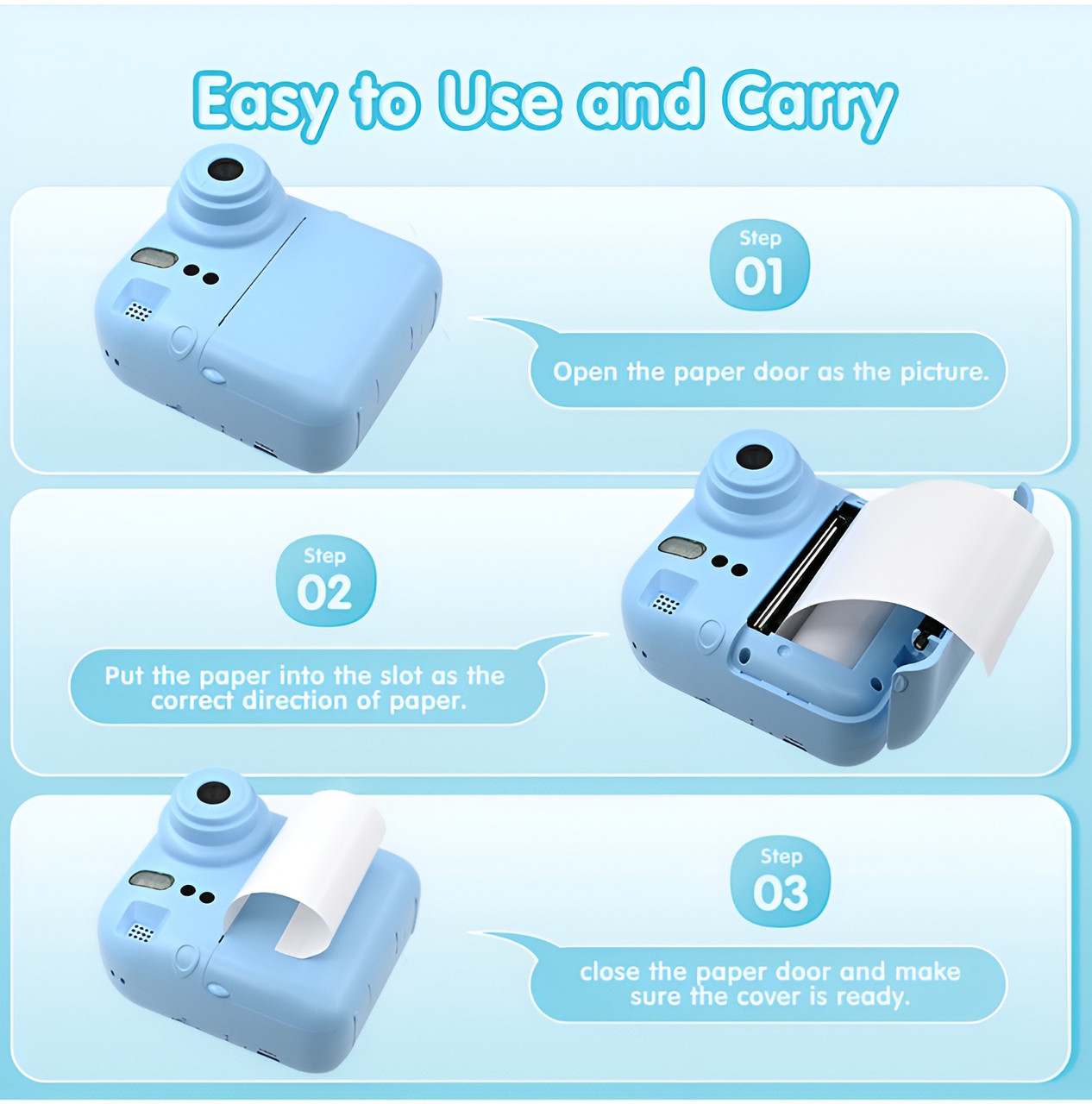 Instant Print Camera with Selfie Mode - Pink