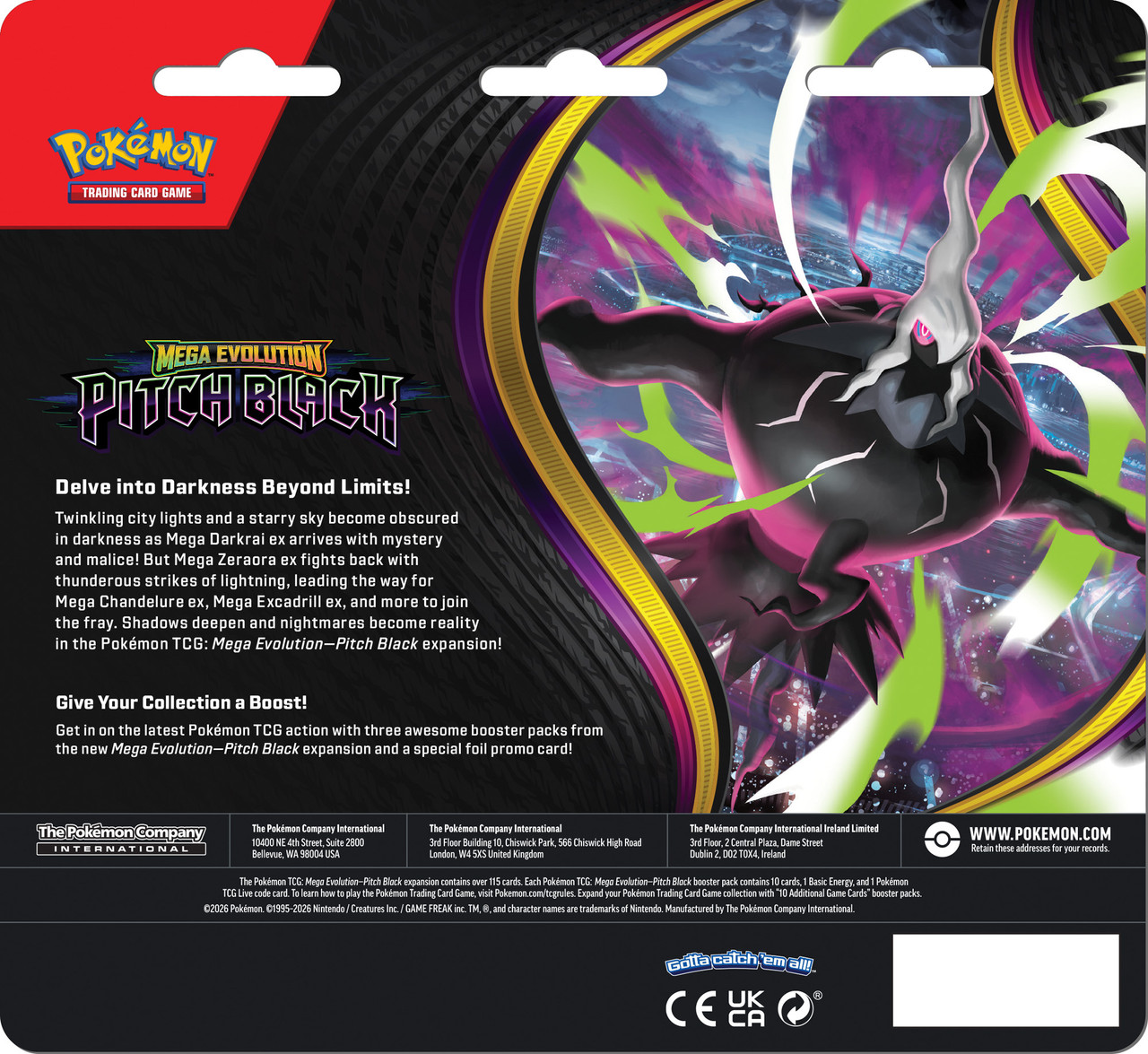 Pokemon TCG Mega Evolutions 5 Pitch Black Three Booster Blister