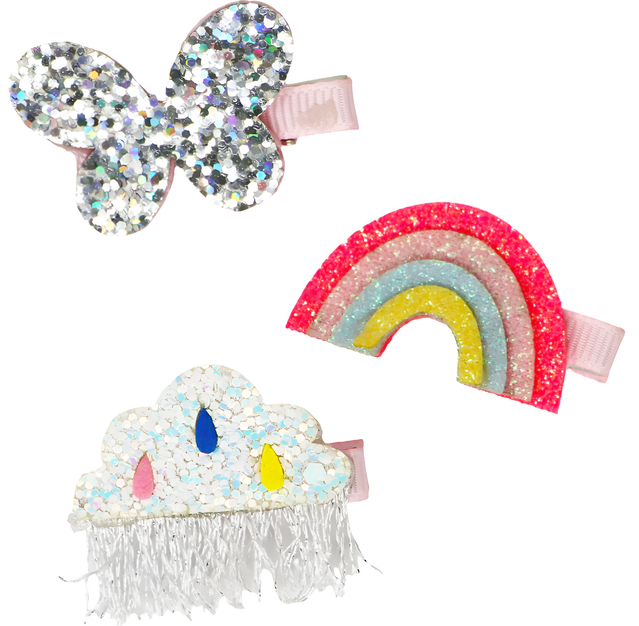 Glitter Rainbow and Cloud Hair Clips