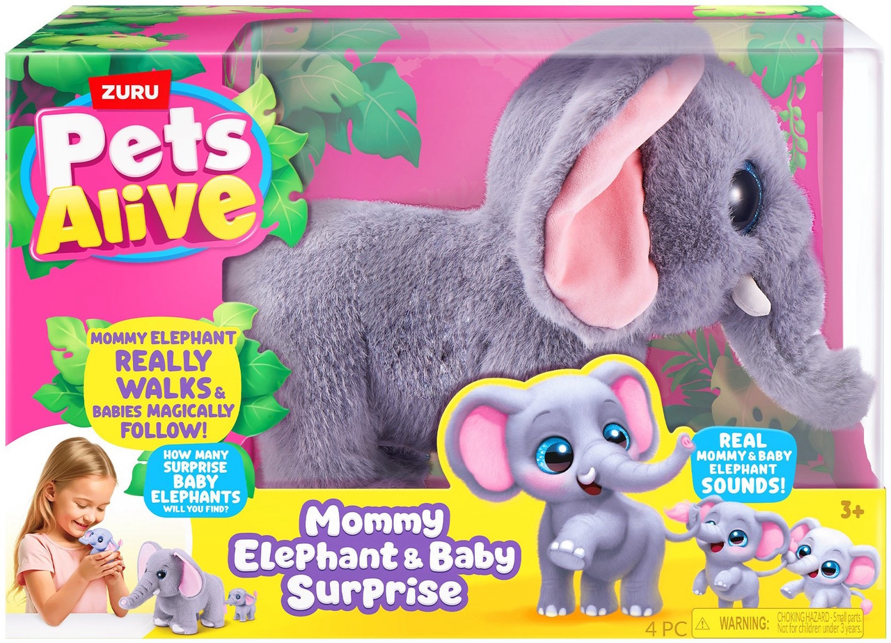 ZURU Pet's Alive Mama Elephant & Baby Surprise