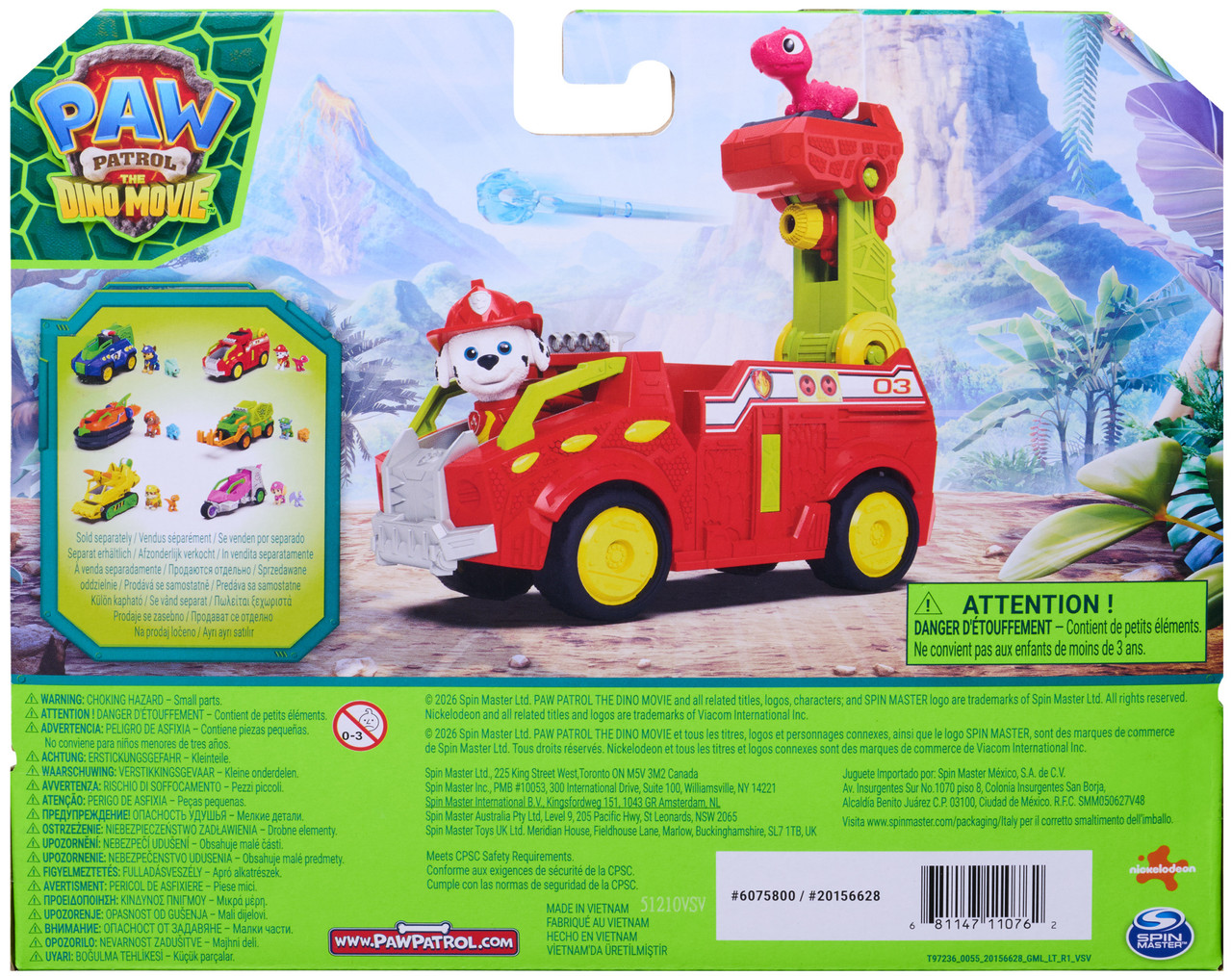 Paw Patrol The Dino Movie - Marshall Dino Vehicle with Dinosaur Figure