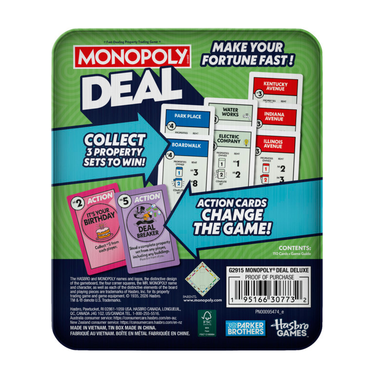 Monopoly Deal Card Game in Collectible Storage Tin