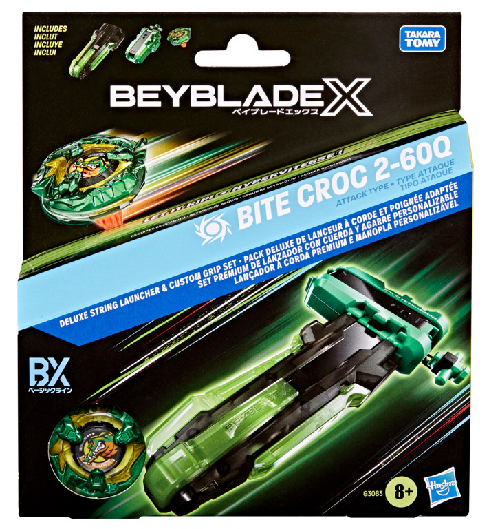 Beyblade X Deluxe String Launcher, Custom Grip &
Top Set