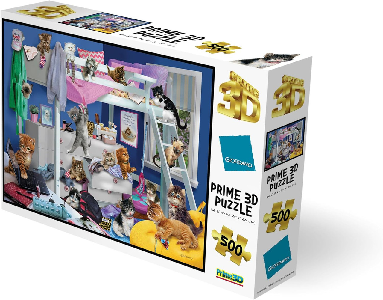 Messy Bedroom Kittens Giordano 3D Jigsaw Puzzle 500pcs