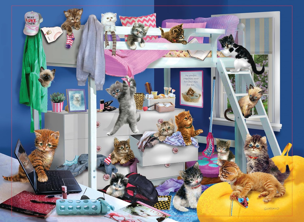 Messy Bedroom Kittens Giordano 3D Jigsaw Puzzle 500pcs