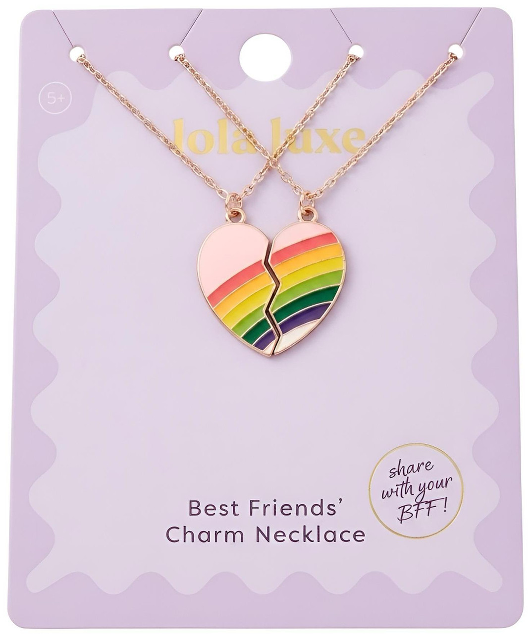 Lola Luxe - BFF Rainbow Heart Necklace 2-Piece