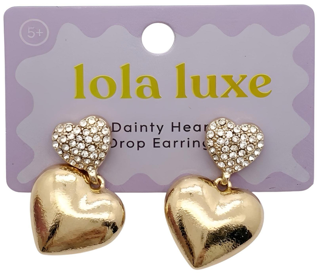 Lola Luxe - Gold Heart Drop Earrings