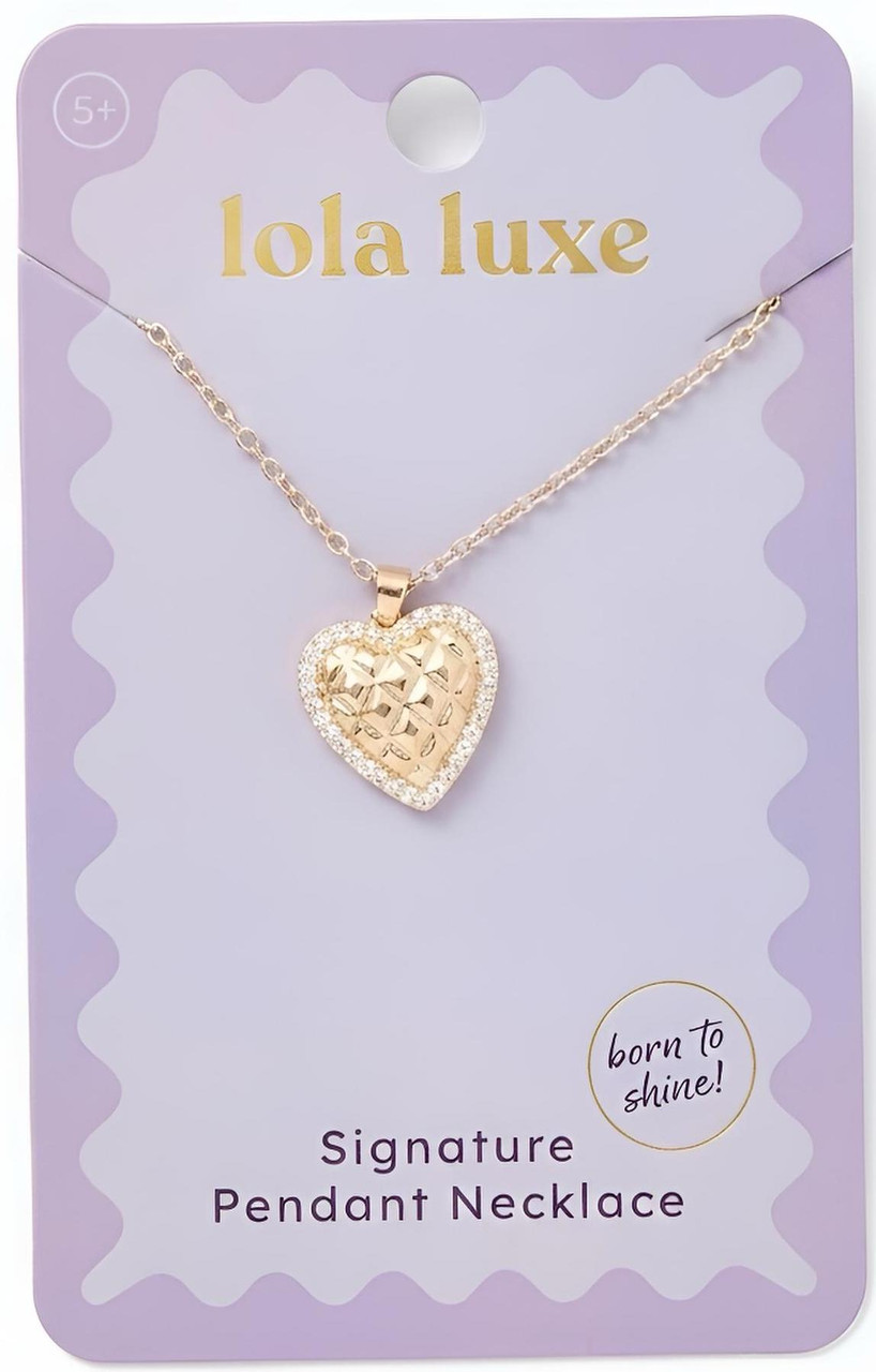 Lola Luxe - Gold Quilted Heart Necklace