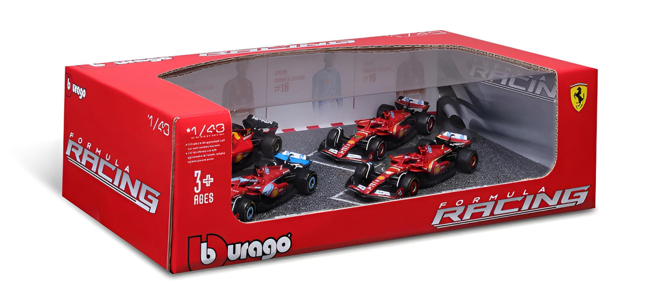 Bburago 1:43 F1 Ferrari #16 Leclerc 4pc Gift Pack