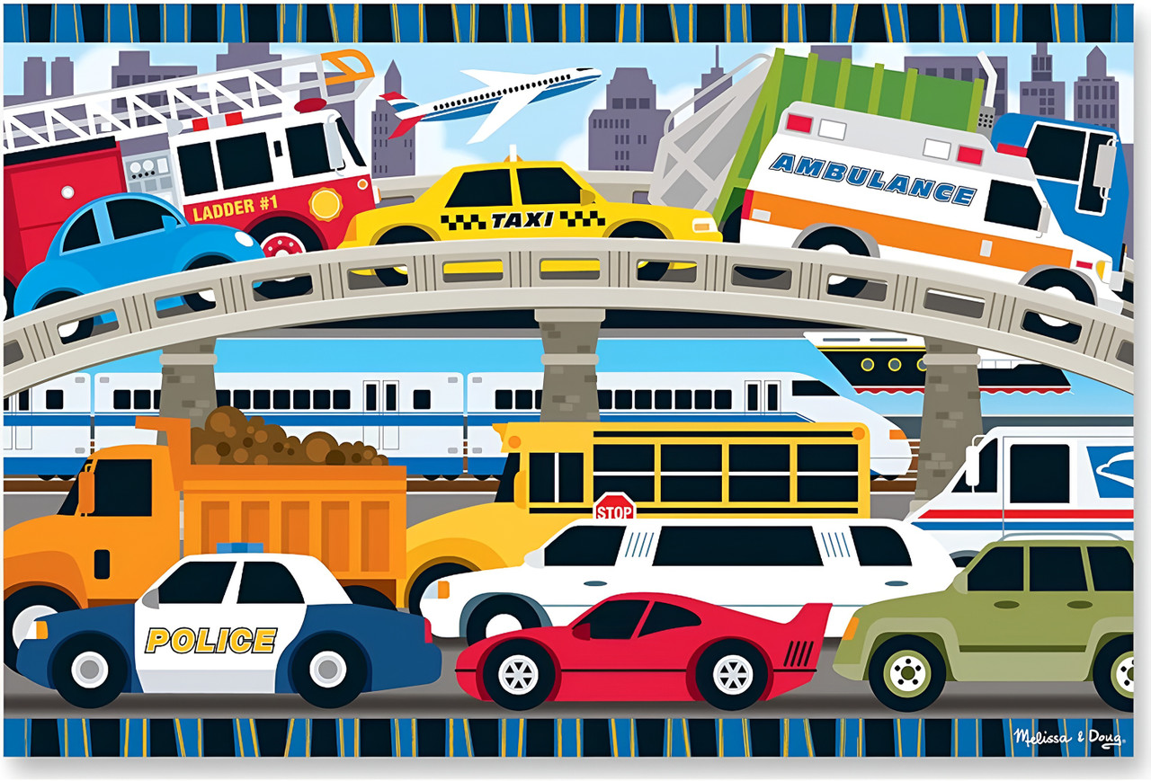 Melissa & Doug - Traffic Jam Floor Puzzle 24-piece