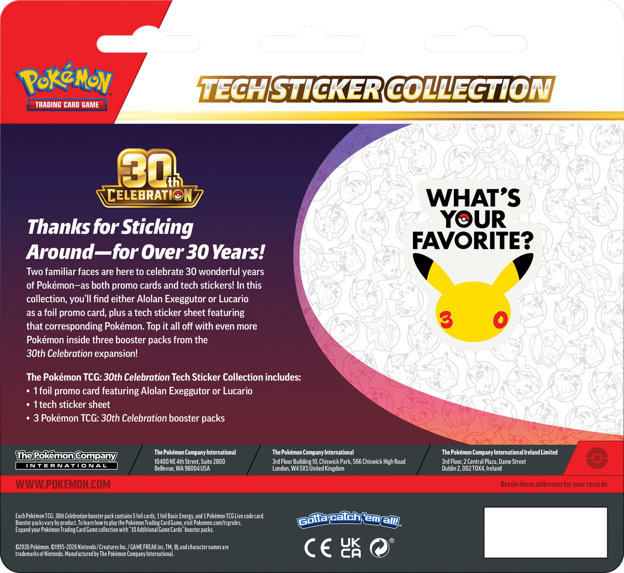 Pokemon TCG 30th Celebration Tech Sticker Blister