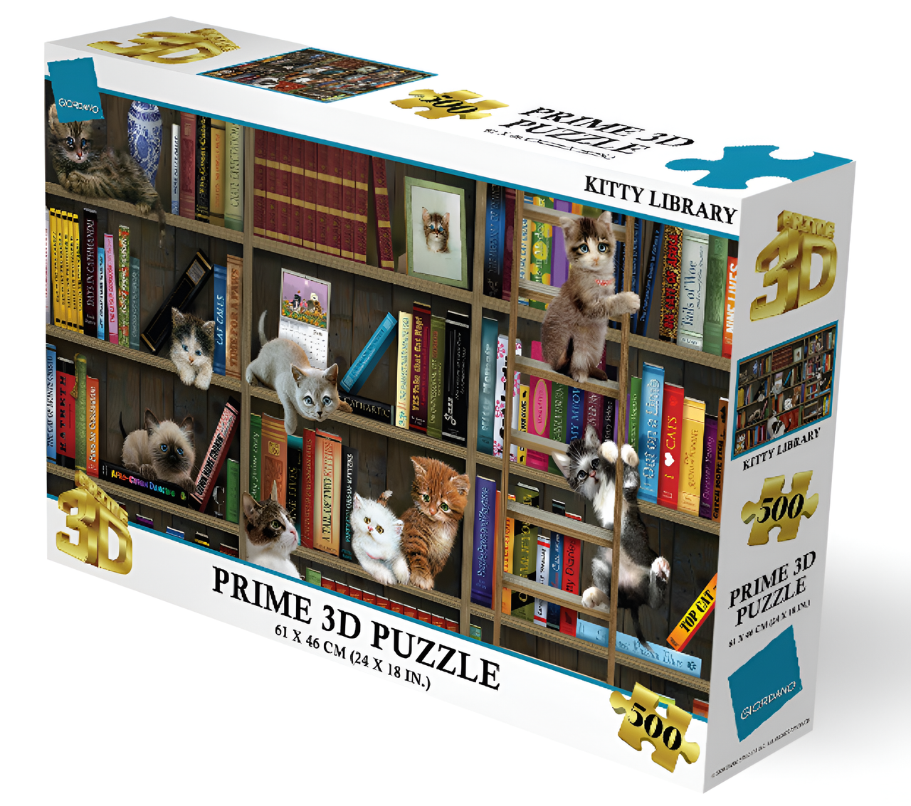 Prime 3D Lenticular Giordano Kitty Library 500pcs Jigsaw Puzzle