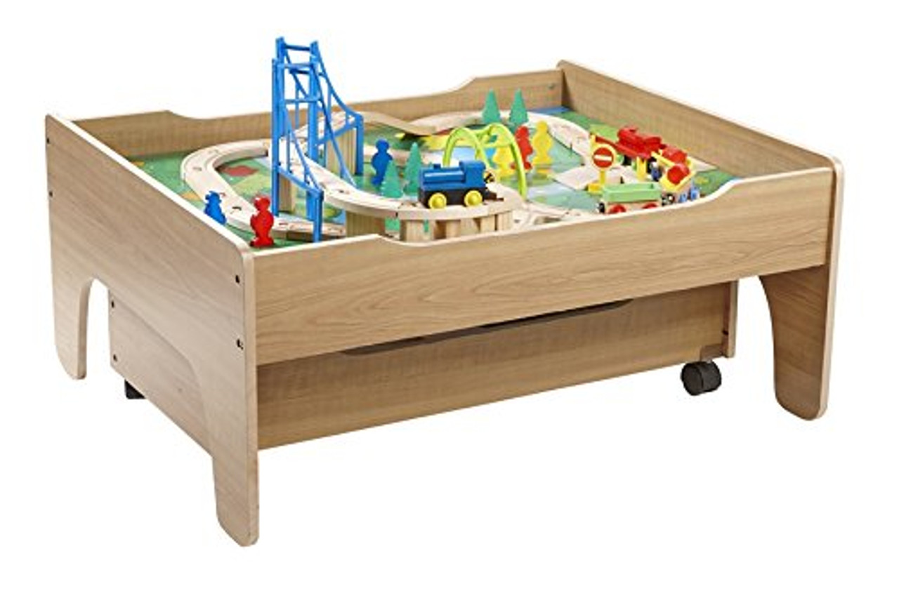 reversible wooden city and train table