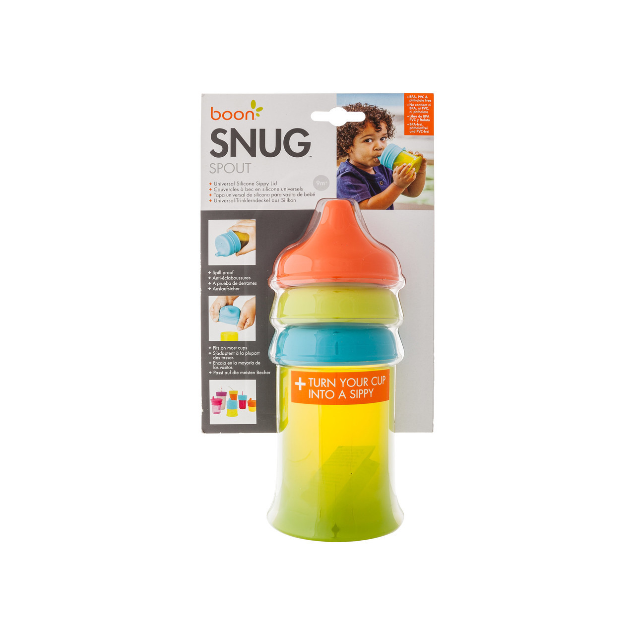 Boon Snug Spout Universal Silicone Sippy Lids And Cup Boy