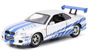 Fast and Furious - 2002 Nissan Skyline GTR R34 Silver 1:32 Scale Hollywood Ride