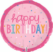 Balloon Foil 45cm Birthday Pink