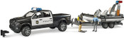 Bruder RAM 2500 Police Pickup with Light & Sound, Trailer and Boat
