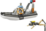 Bruder RAM 2500 Police Pickup with Light & Sound, Trailer and Boat