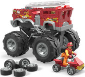 Mega Hot Wheels 5-Alarm Fire Truck Monster Truck Building Set with 1 Figure
