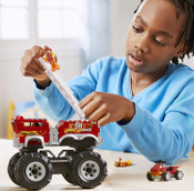 Mega Hot Wheels 5-Alarm Fire Truck Monster Truck Building Set with 1 Figure