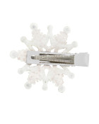 Pink Poppy Christmas Hairclip Gold Rhinestone Snowflake