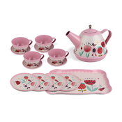Pink Tin Flower Tea Set