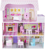 Wooden Dollhouse with 9 Pieces of Furniture Wooden Dollhouse with 9 Pieces of Furniture