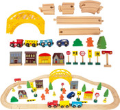 Wooden Train Set With Bridge